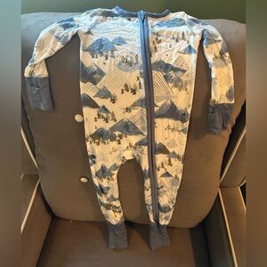 Angel Dear Blue and Cream Mountain Print Footie (NWOT)